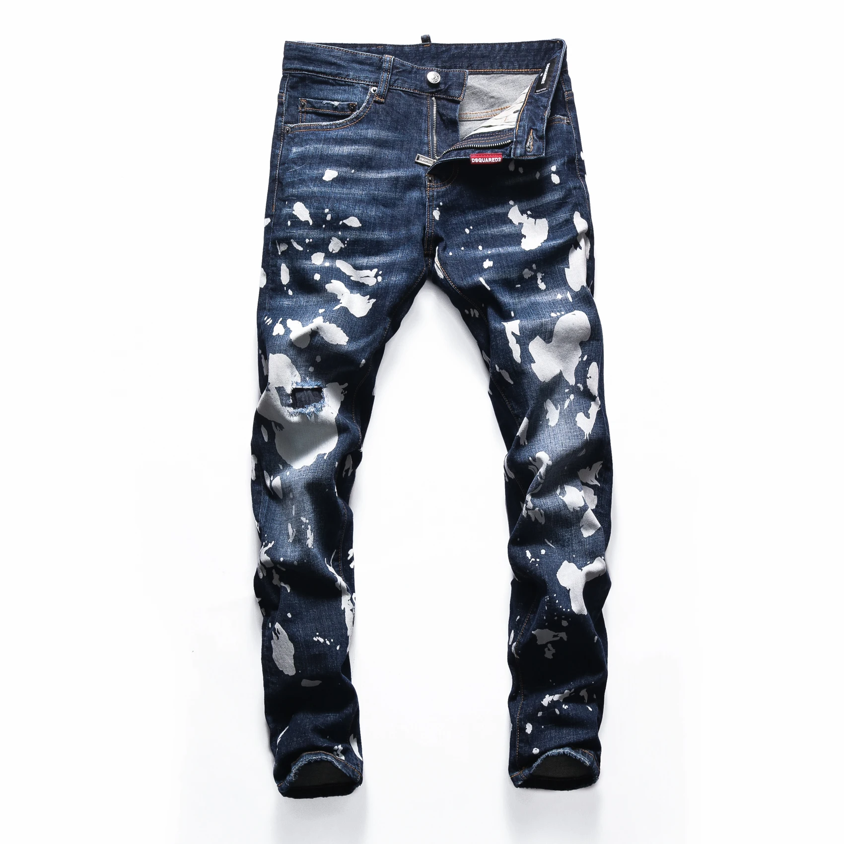 2021Hot Men's pants Dsqd2 ripped patch painted varnished men's   jeans