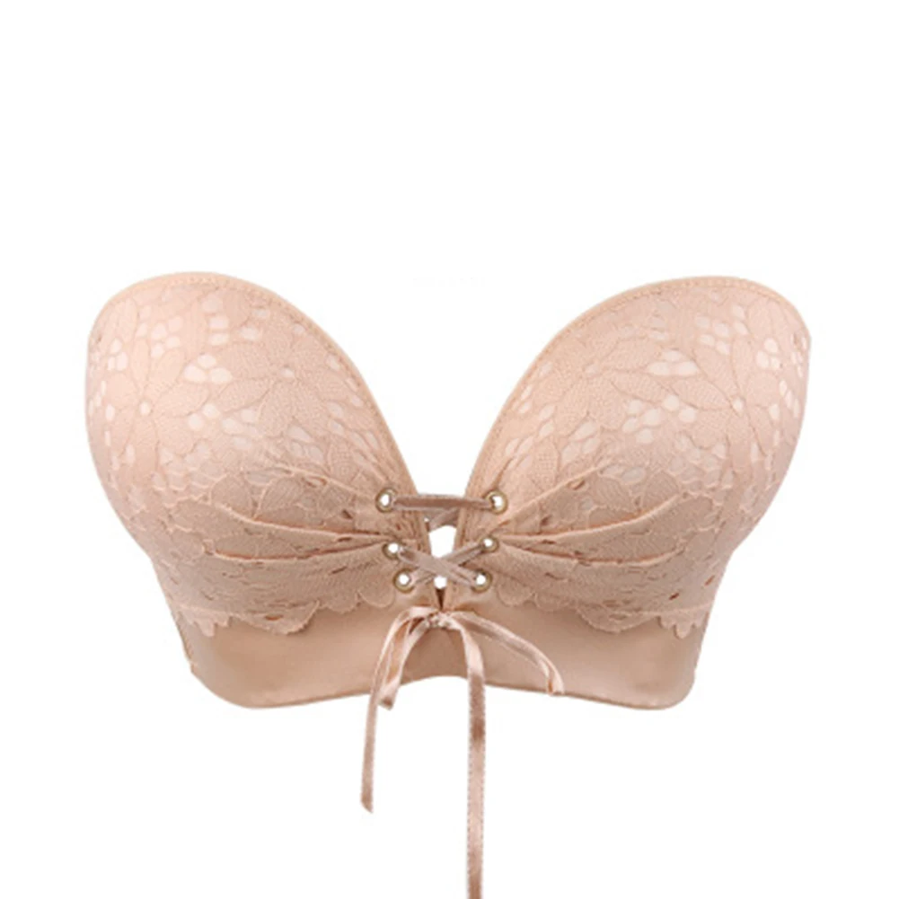 Бюстгальтер-невидимка женский кружевной без бретелек с чашкой пуш-ап | Красота и