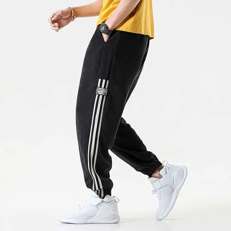 

Trousers Striped Men Casual Pants Streetwear Fashions Black Jogger Pants Korean Style Clothes 2020 Clothing Male