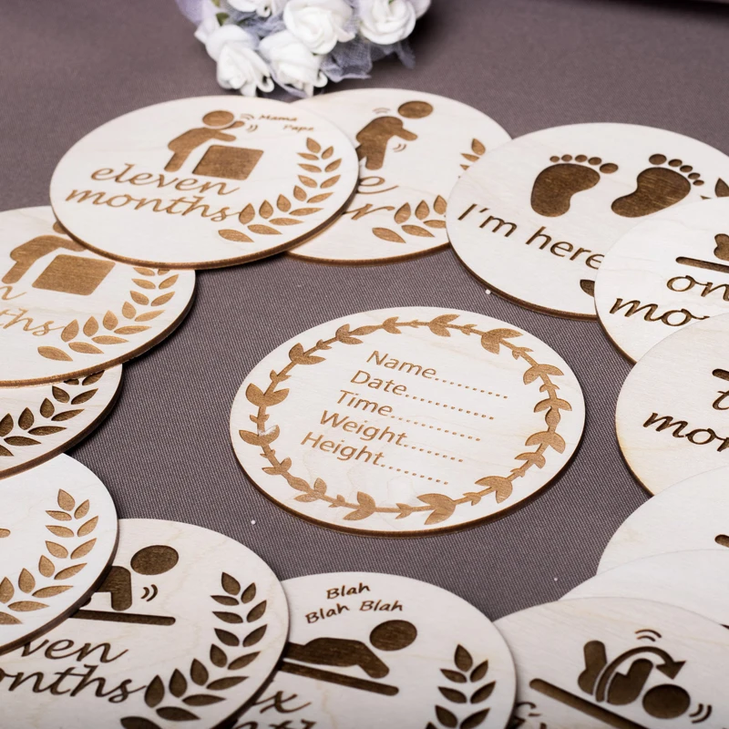 Детские месячные вехи карты, Детские вехи карты, деревянные вехи lasercut, новорожденный подарок, детский душ подарок, фото реквизит набор