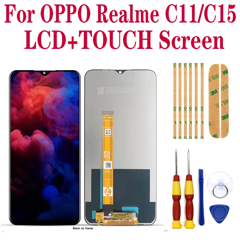 Оригинальный ЖК-дисплей для OPPO Realme C11 RMX2185, сенсорный дигитайзер в сборе для OPPO Realme C15 RMX2180 с рамкой