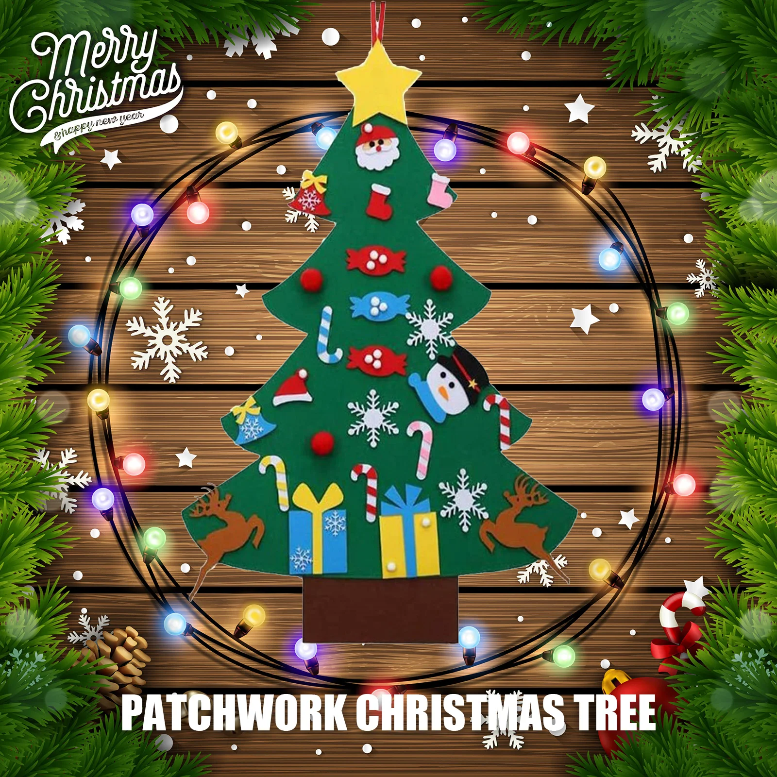 

Детская войлочная Рождественская елка «сделай сам» с 33 съемными войлочными украшениями, дверь, настенные украшения, детские рождественски...