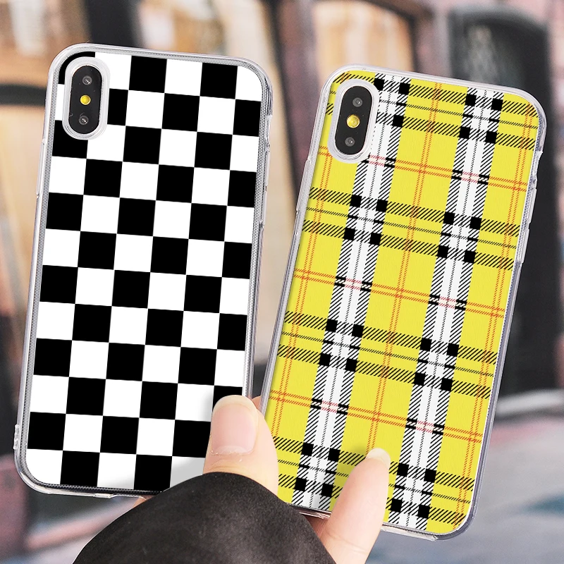 Чехол для iPhone 11 XS XR Max 8 7 6 6S Plus клетчатый чехол в шахматную клетку 2020