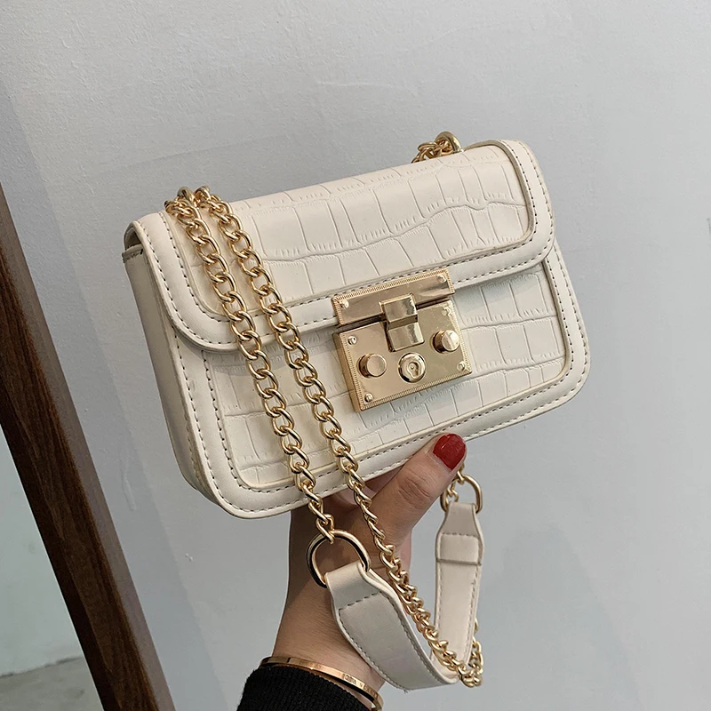 

Stone Pattern Mini PU Leather Crossbody Bags 2021 Fashion Summer Luxury Brand Chain Shoulder Handbags And Purses