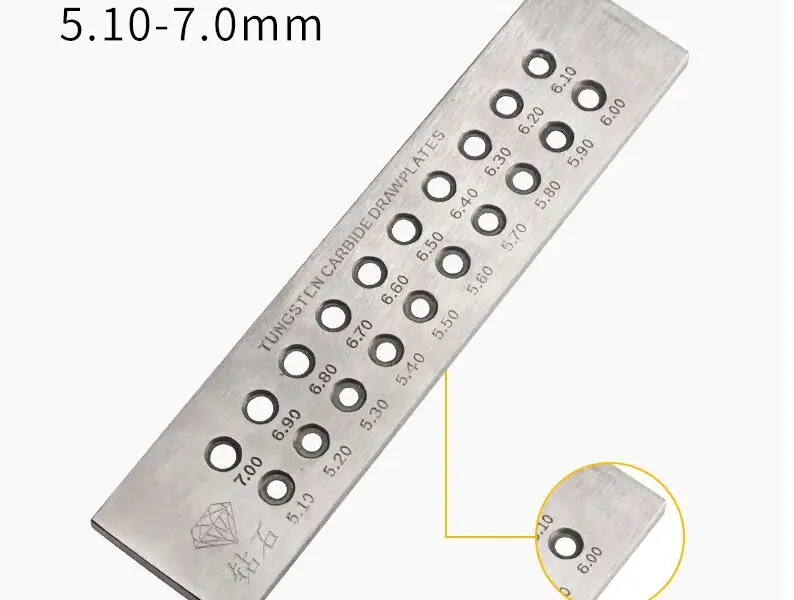 Вольфрамовый карбидный провод Drawplate для изготовления ювелирных изделий круглой формы Drawplate ювелирные инструменты золотой и серебряный проволочный рисунок - Цвет: 5.1-7.0mm
