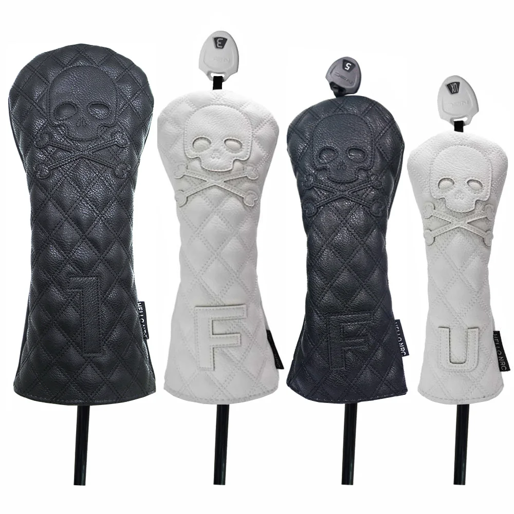 Headcover Skull Driver Fairway Hybird Wood Head Cover Set Pu Leather Waterproof Soft Durable Golf Woods Club Accessories
