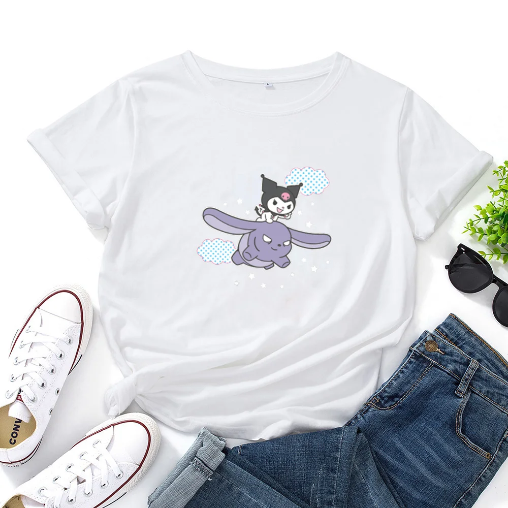 

Cartoon Anime Graphic Tee Women Fashion Cute Casual Simple T-Shirt Women Short Sleeve T Shirt Femme Loose T Shirt Women Cotton