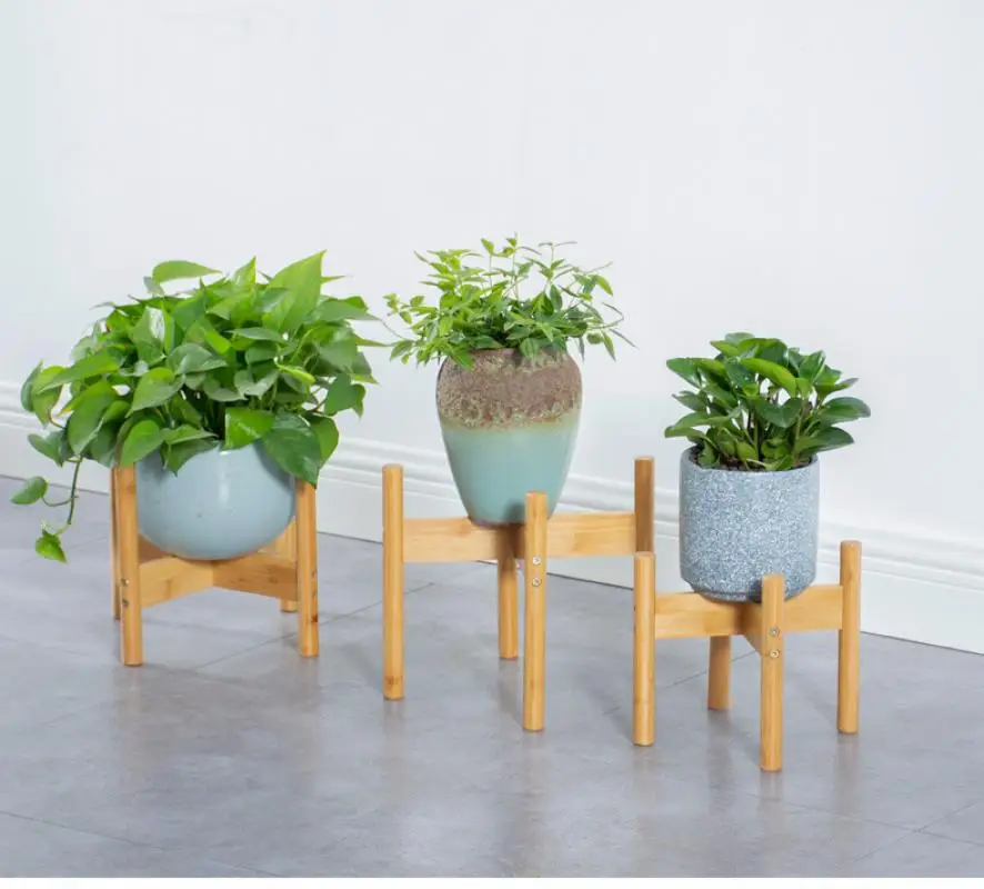 Деревянная подставка для цветочных горшков с четырьмя ножками | Мебель