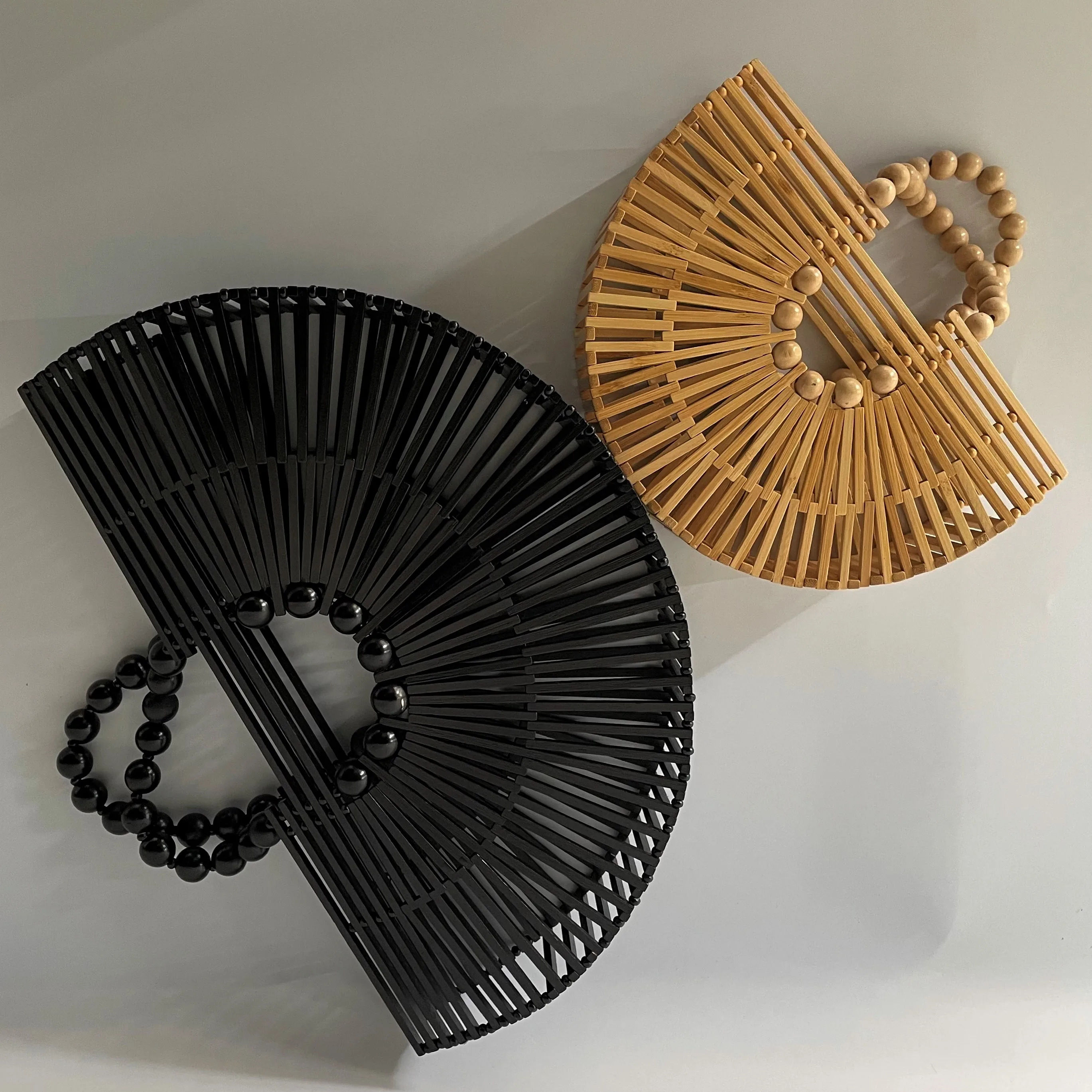 Женская большая бамбуковая сумка из натурального бамбука Пляжная дизайнерская