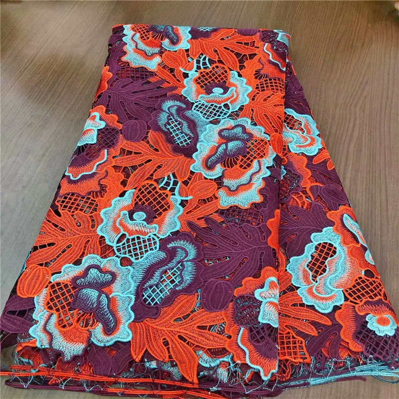 Африканская кружевная ткань Вышитое кружево с бусинами африканская