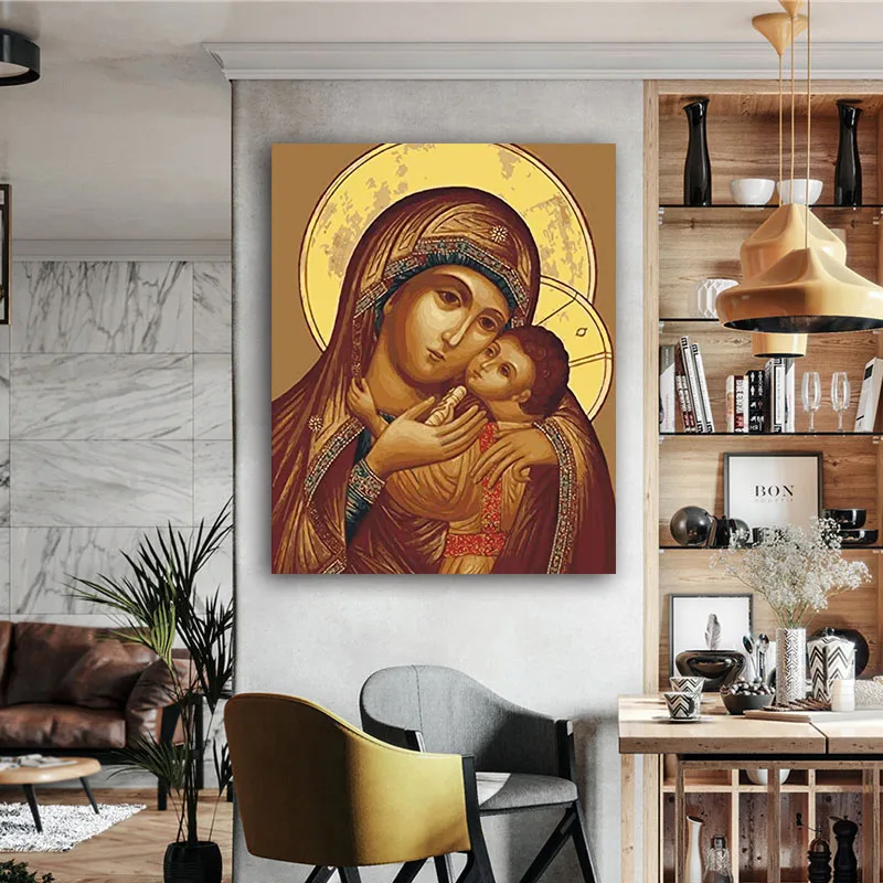 Diy Краска нарисованная цифровыми картинками масляная краска Иисус пастырь