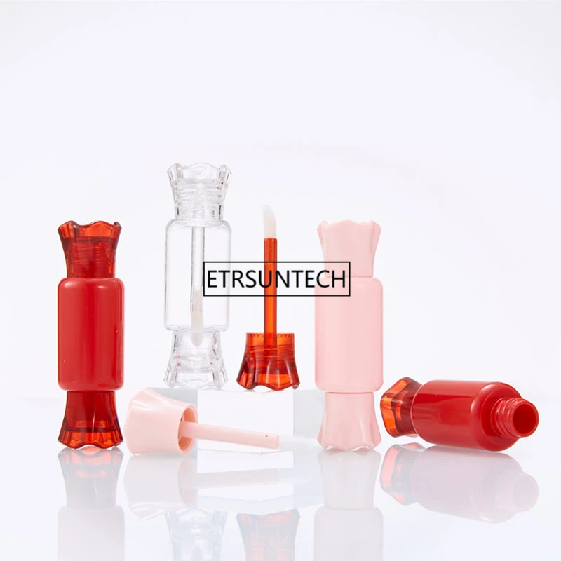 8ml Empty Clear Red Pink Gloss Tubes With Brush Plastic Cute Candy Shape Lip Cosmetic Sample Containers F20171401 | Красота и