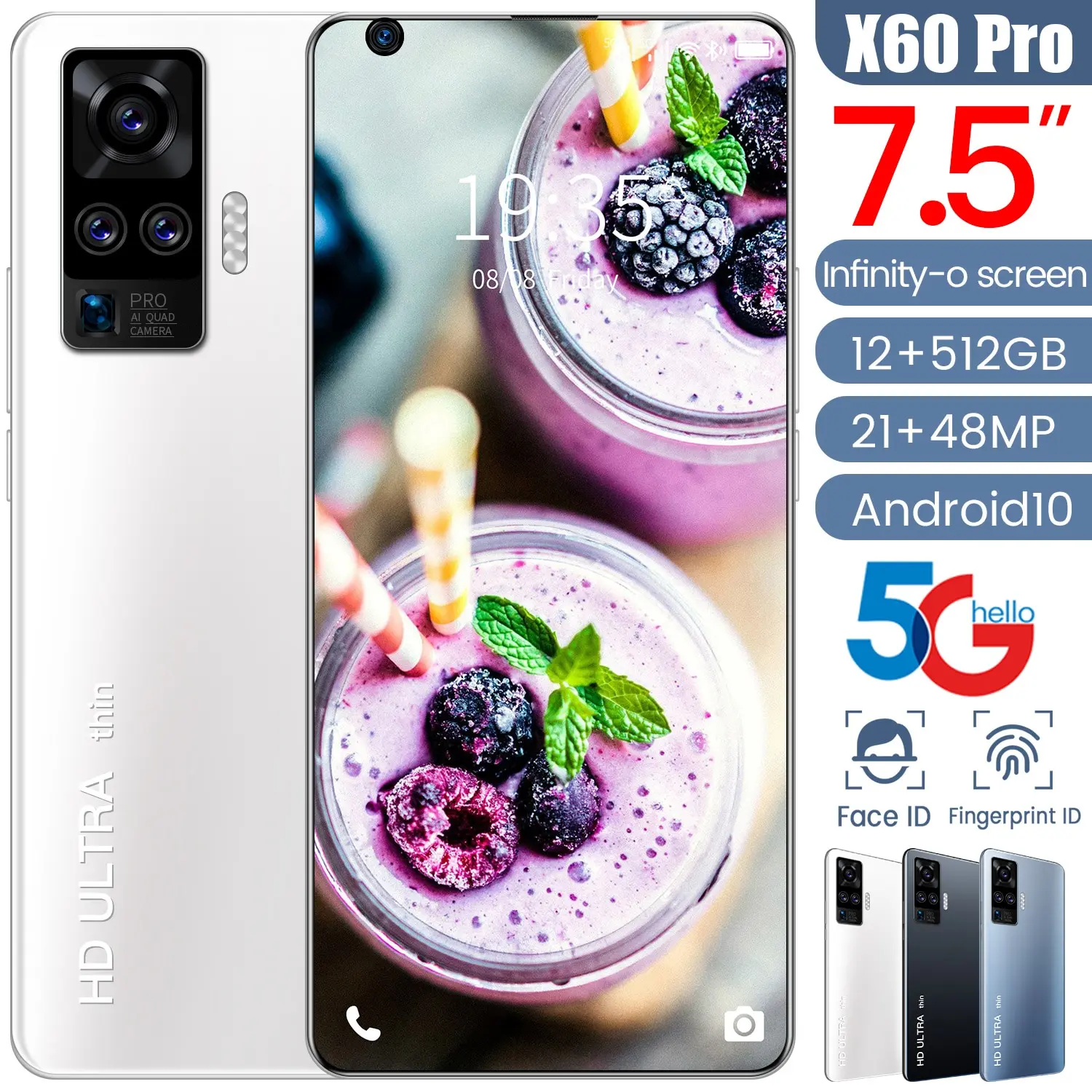 

X60 Pro 7.1 Inch Big Screen 5600mah 12+512gb 21+48mp 10 Core Global Smart Phone 5g Lte 5600mah Andriod 10.0 Mobile Phone Mtk6799