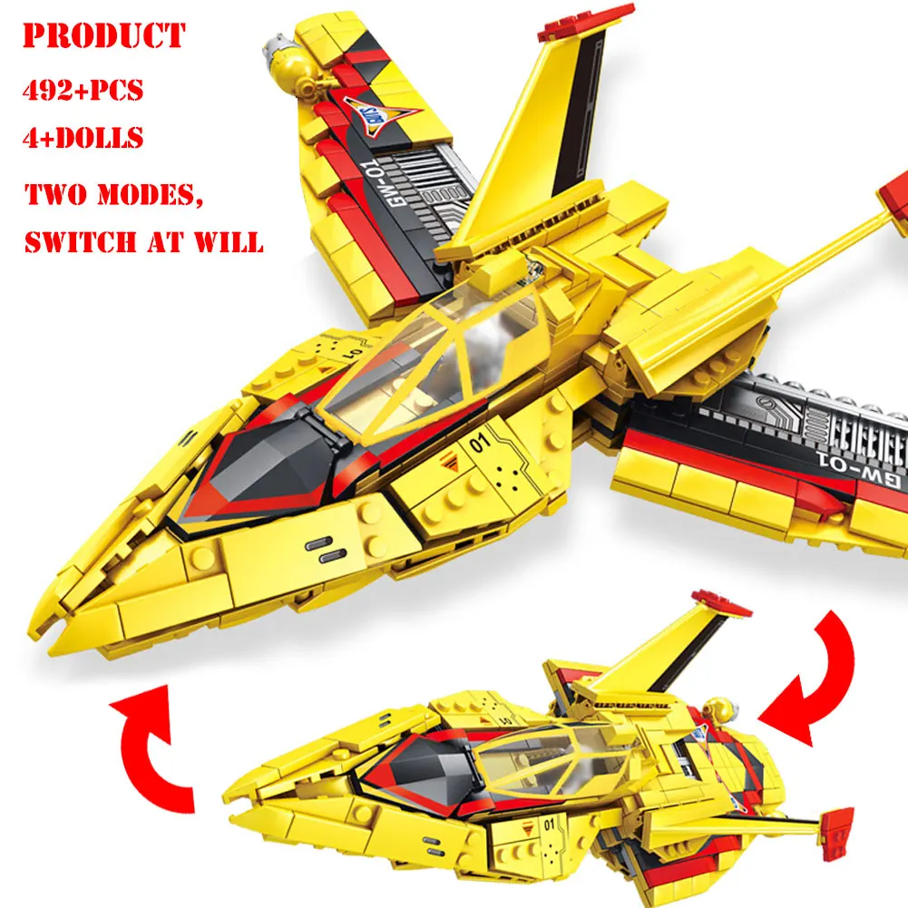 Блоки BZDA Ultraman Fighter самолёт вертолет кирпичи модель может быть изменена двумя