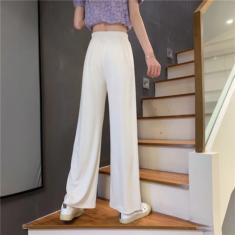 

Thin Ice Silk Wide-Leg Pants Women's Summer 2021 New Drape Loose All-Matching Slimming Ins Student Casual Pants