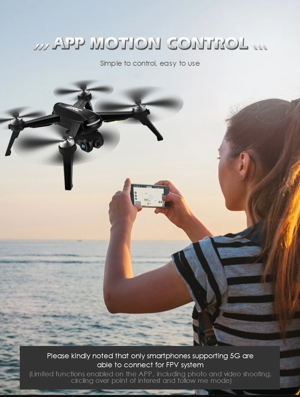 

JJRC Дрон с разрешением 4k Profesional 30 мин Hover 720P фотографии 5G WI-FI приложение Управление монопод для селфи, Follow Me (следуй за мной) Gps междугородной ...