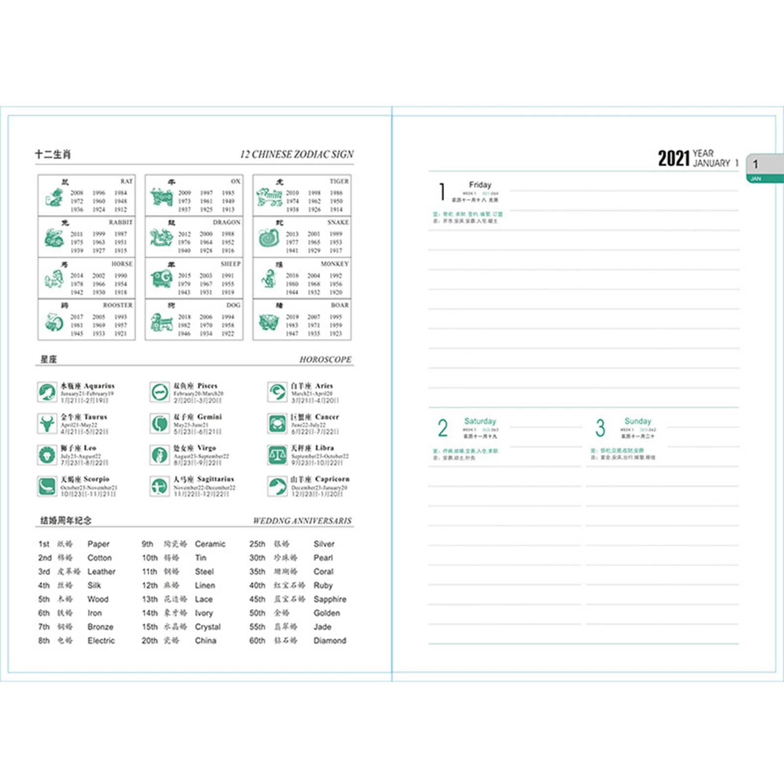

2021 Agenda Yearly Monthly Weekly Planner Time Management Schedule Book Planner Organizer Journal Notebook Stationery Gift