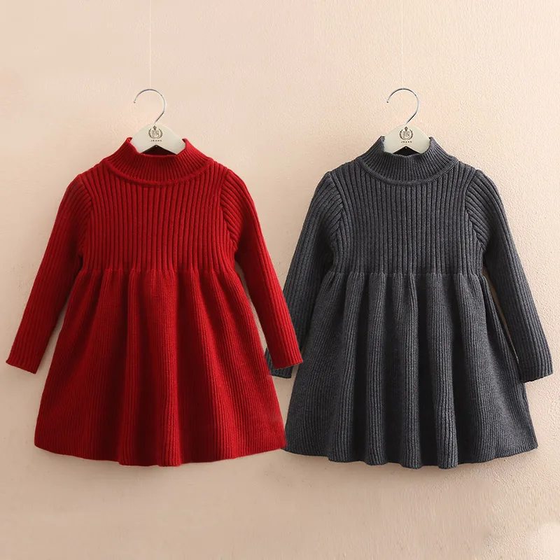 

Baby Dress Sweater 2021 Spring and Autumn New Girls' Clothing Children Knitted Dress 2-14year toddler girl fall clothes