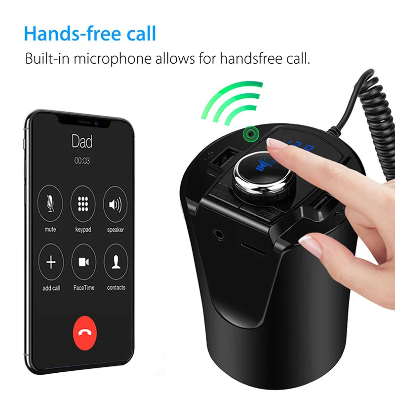 Новый Bluetooth 4 2 FM Bx6 держатель чашки автомобиля Mp3 Usb зарядное устройство приемник