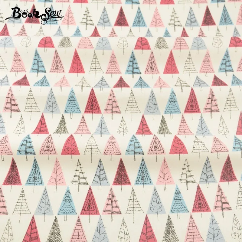 Booksew Telas лоскутное Algodon синие и красные Деревья Дизайн 100% хлопчатобумажной ткани