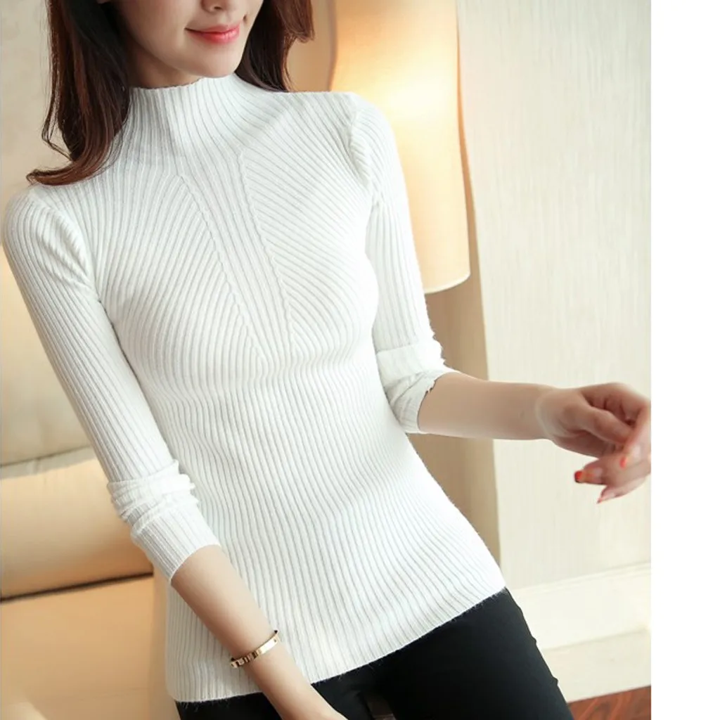 SAGACE Knitting Women Sweaters And Pullovers Slim Solid Color Casual Ladies Knitted Sweater Winter New Chic Pullover | Женская одежда