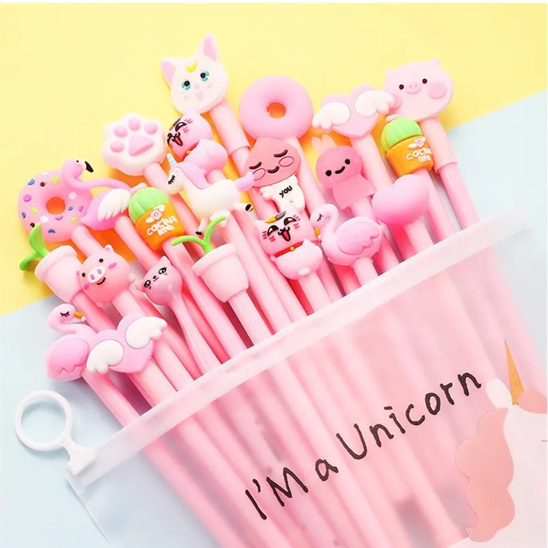 

Cartoon Neutral Pen Signature Pen Cute Animal Figures Kawaii Creative Girl Heart Black Pen Student Stationery Prizes for Kids