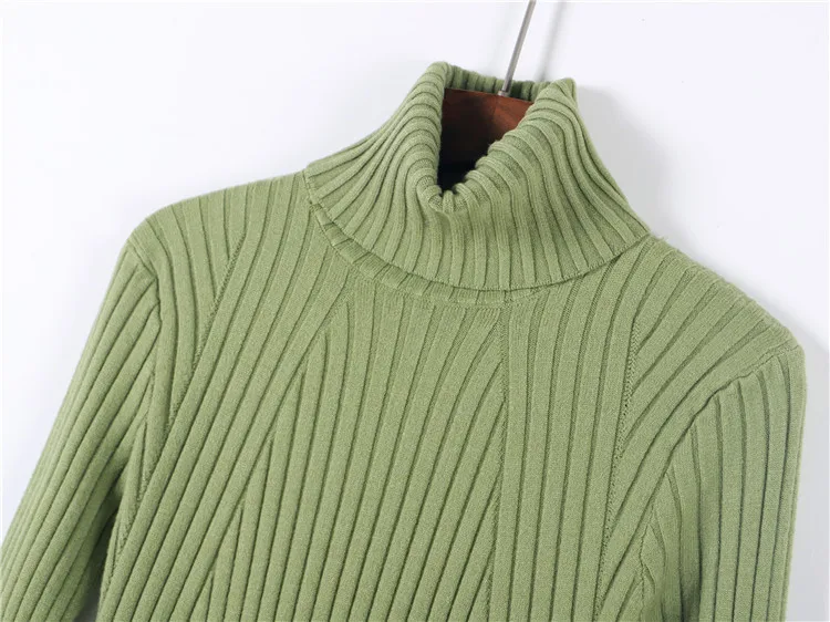 

HLBCBG Casual high neck spring autumn slim Sweater pullovers Women Long Sleeve basic knit top female casual turtleneck sweater