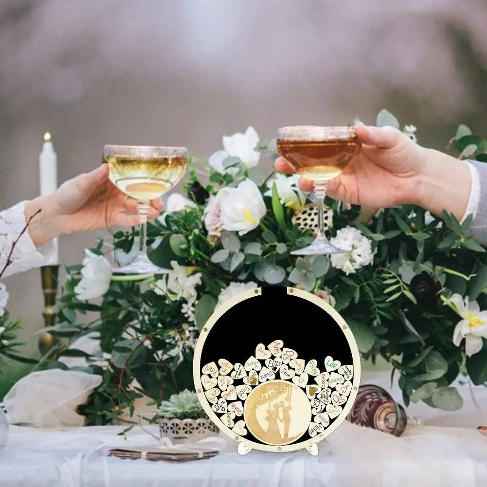 

Personalized Wedding Round Guest Book Bridal Baby Shower Guest Book Heart Drop Box Wedding Decoration Souvenirs