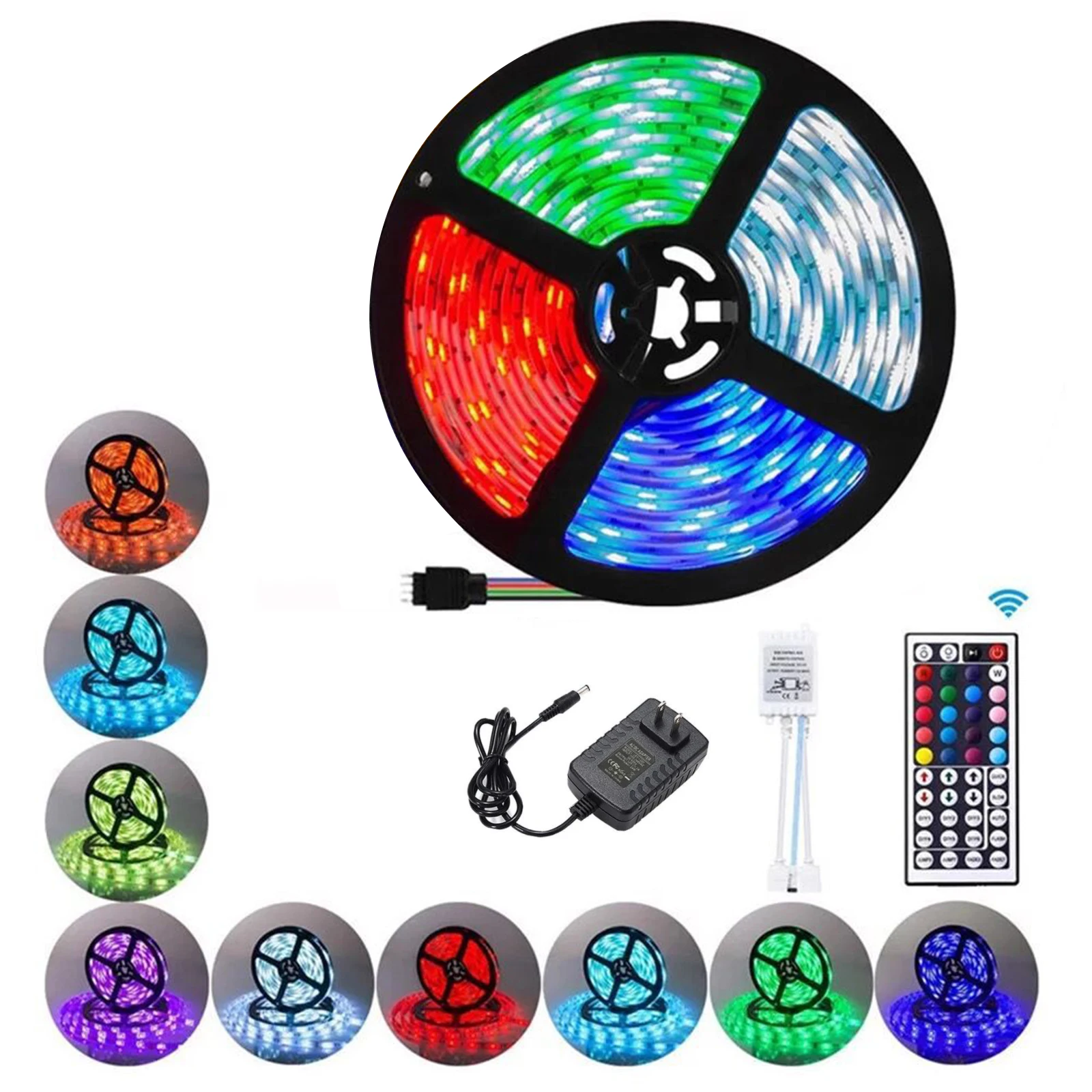 

Light Strip Set Waterproof RGB LED Strip Infrared Control Color Changing with 44 Keys Remote Controller