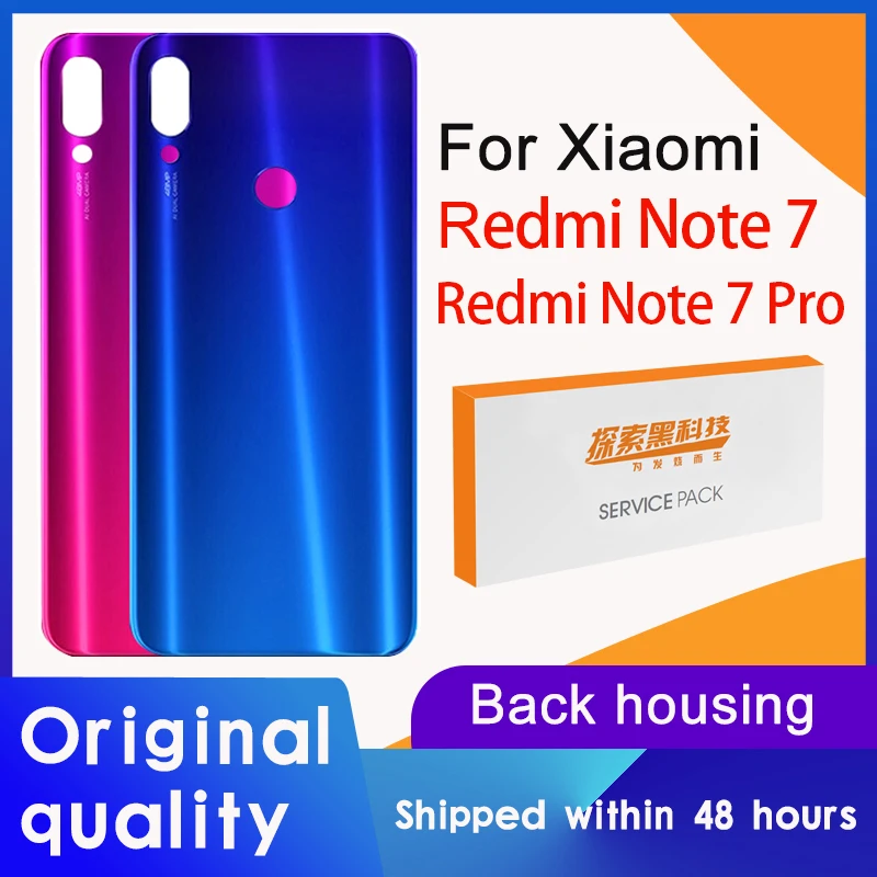 Замена заднего корпуса для Xiaomi Redmi Note 7 задняя крышка батарейного стекла с клейкой