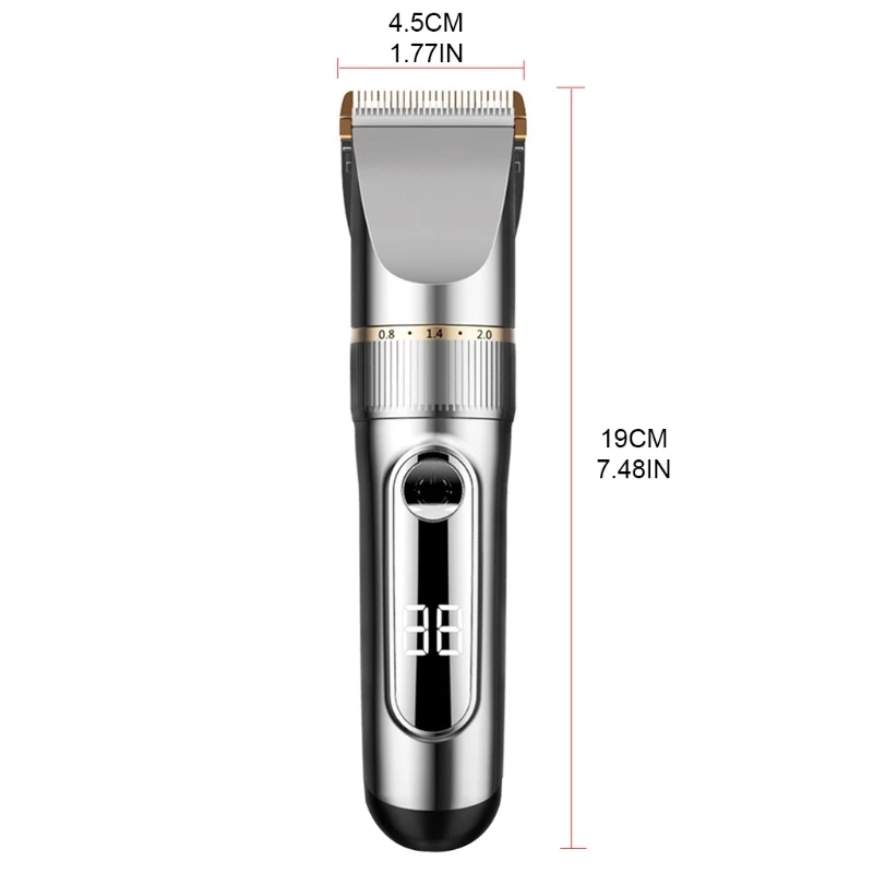 

Rechargeable LCD Digital Display Hair Trimmer Waterproof Hair Clippers Low Noise Hair Cutting Kit Barber Scissors Blade