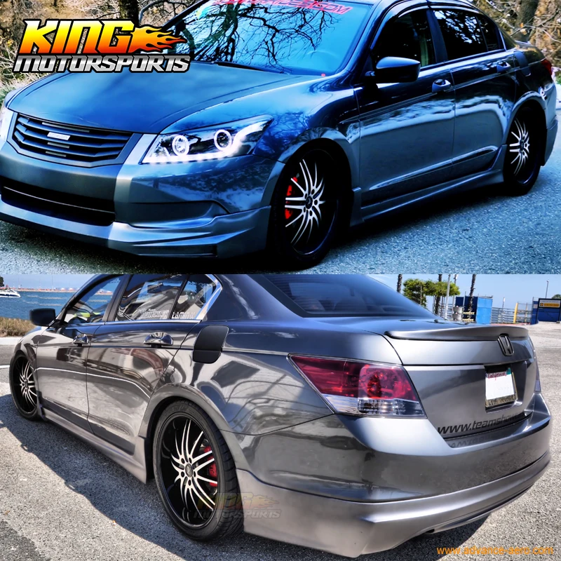 Подходит для 2008-2010 Honda Accord 4Dr Sedan Mugen Style поли Уретановая боковая юбка расширение