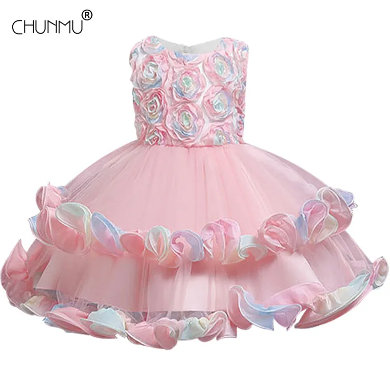 

Girl Birthday Party Dress Flower Girls Dresses For Wedding Gown Sleevelesss Lace Petal Formal Kids Dresses Girls Teen Clothes