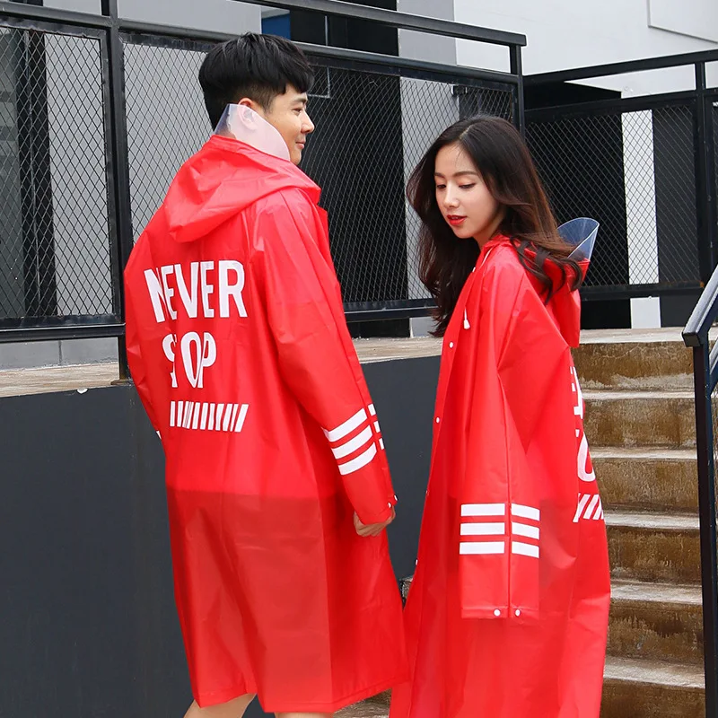 

Lovers Raincoat Fashion Couple Rainwear EVA Men Raincoats Transparent Women Rain Coat Adult Hiking Rain Poncho For Climbing