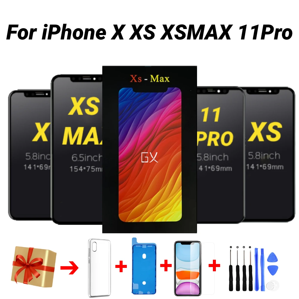 

New GX OLED For iPhone X XS XSMax 11Pro LCD Display Touch Screen Digitizer Assembly Tested No Dead Pixel Replacement LCD xs max