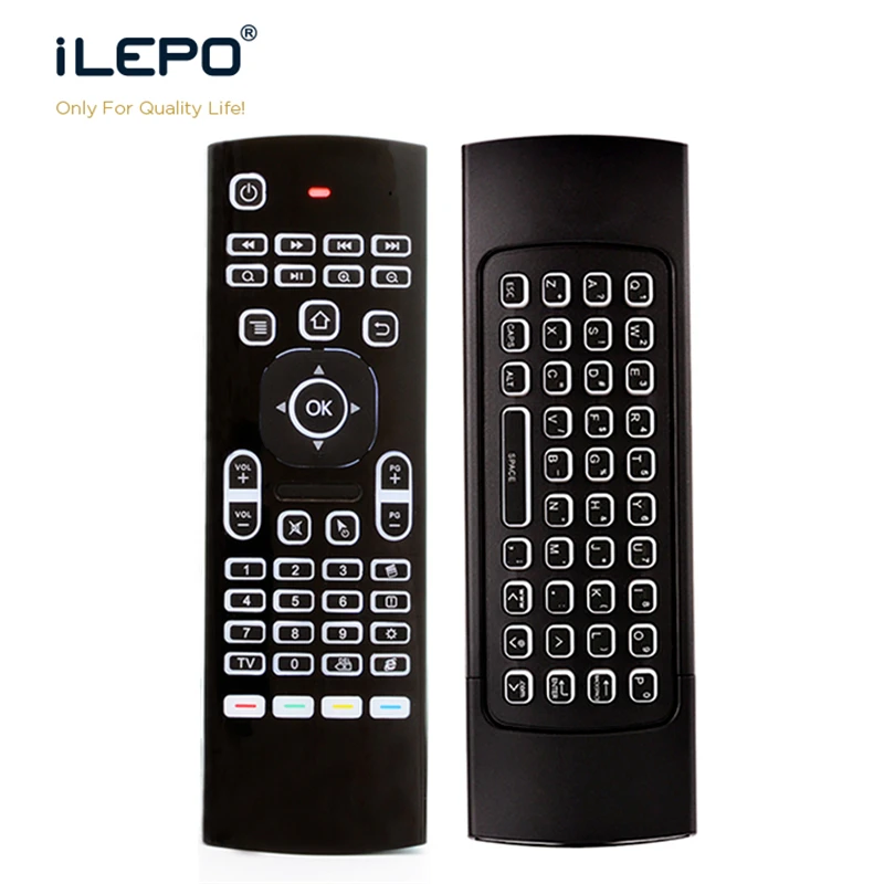 ILEPO MX3 двухсторонний воздуха Мышь 3-осевым гироскопом+ акселерометр 2,4 ГГц Беспроводной РЧ пульт дистанционного управления Управление+ клавиатура ИК-обучения