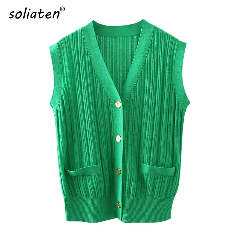 

Жилет женский хлопковый однобортный, в стиле ретро, тонкий, трикотажный, без рукавов, лето B-125