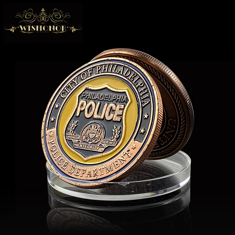 

Hot Sale For America Philadelphia Police 24K Gold Brass Coin, Challenge Coins Medal 40*3 mm Souvenir Coin For Gift