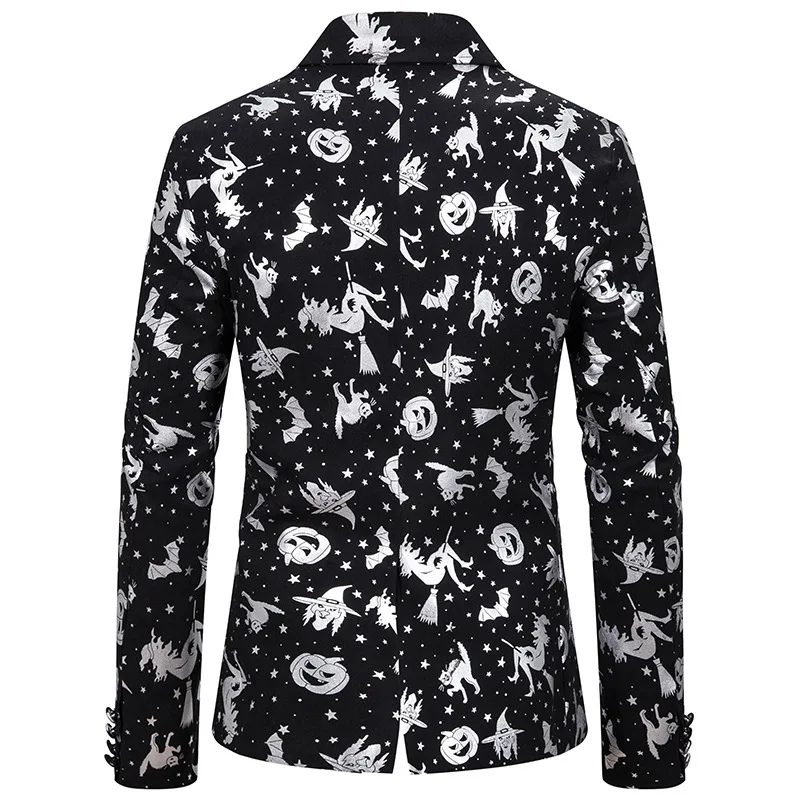 

2019 new men's cultivate one's morality leisure suit Halloween pumpkins bronzing printing business suit