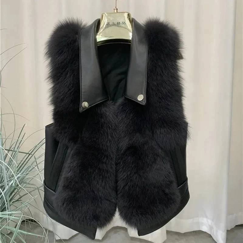 High Quality Imitation Fox Fur Vest Jacket Women Fur Jacket White 2022 Waistcoat Short Fur Vest Female Vestcoat Sleeveless