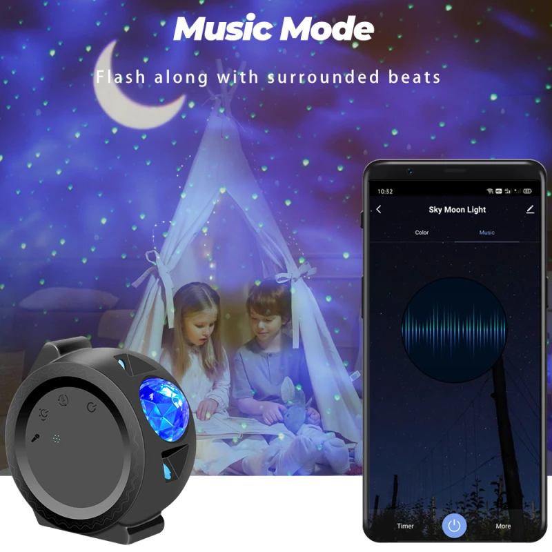 Tuya Smart Life Wifi APP Starry Sky Projector Galaxy Stars Moon Ocean Voice Music Control LED Night Light Lamp For Kid | Электроника
