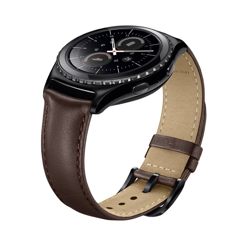 Ремешок кожаный для samsung galaxy watch 4 3 Gear S3 frontierband huawei gt 2 pro amazfit gtr bip 22 мм/20 мм | Наручные