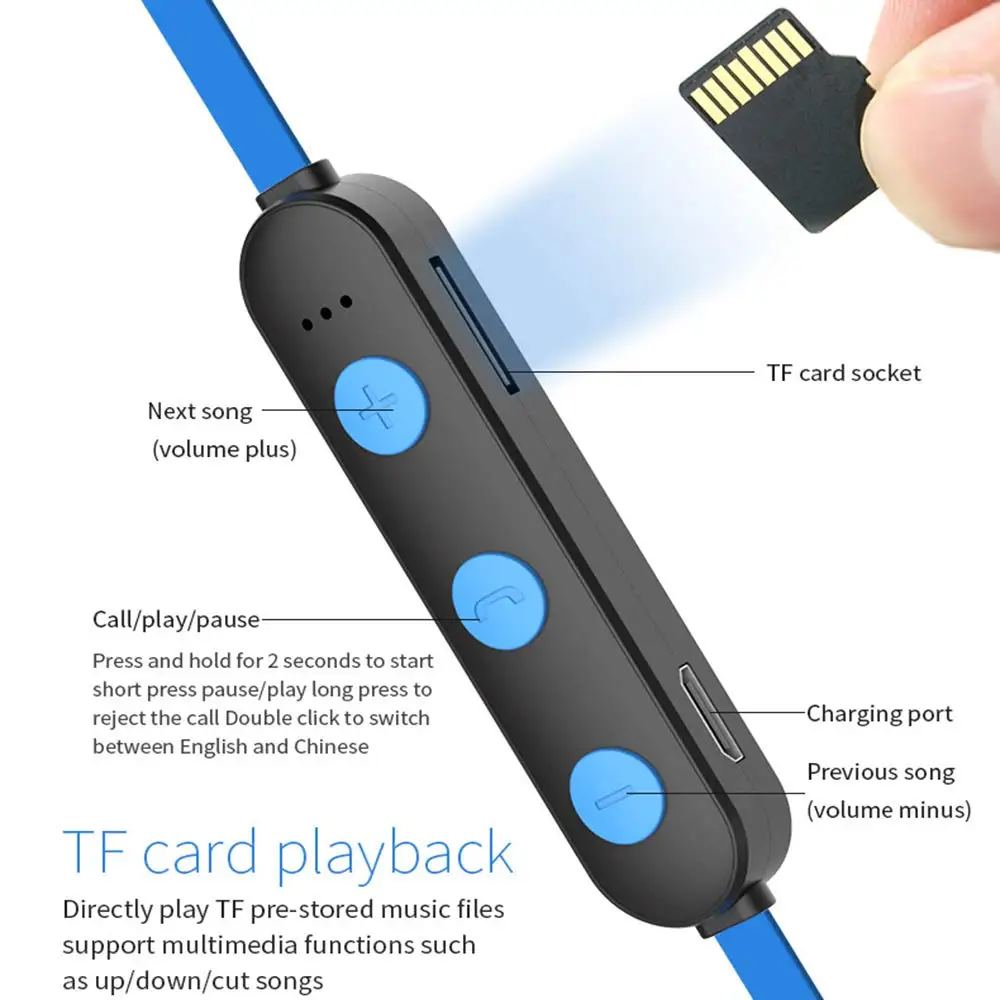 Fanshu Bluetooth наушники Беспроводные магнитные Спортивные Hands Free стереогарнитура