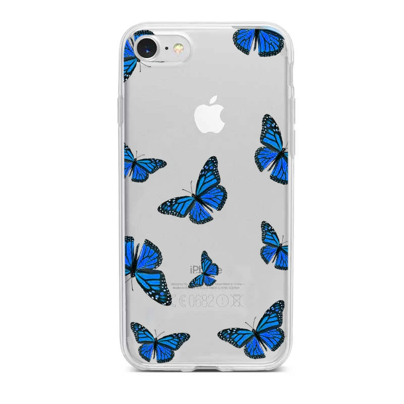 Blue Butterfly Aesthetic Premium Case For iPhone X XS Max Xr 11 pro 5 5S SE 8 7 6 s Plus INS cartoon Clear Soft Fundas Cover | Мобильные