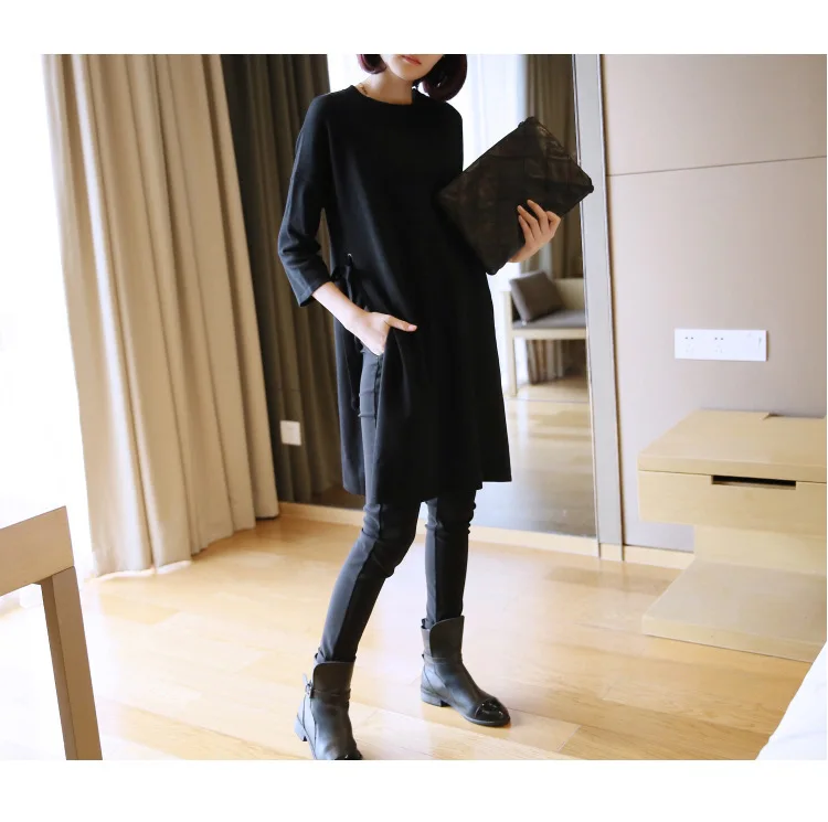 

Lugentolo Sweater Women Knitted Autumn Winter New Loose Solid Five-point Sleeve Casual Pullovers Lace Up 4 Color