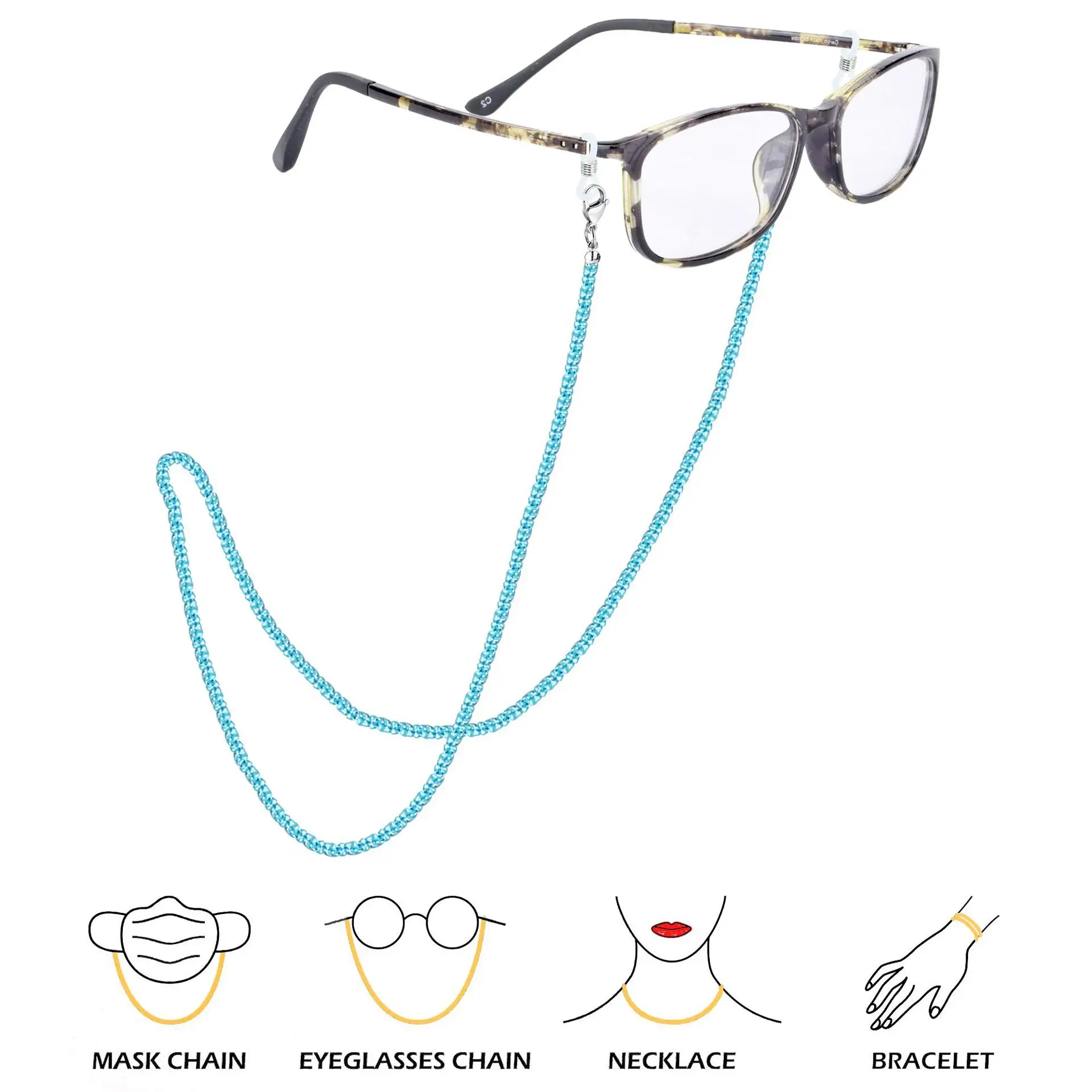 

4 Pcs Crystal Handmade Beads Mask Chain Holder Simple Casual Glasses Chain Jewelry