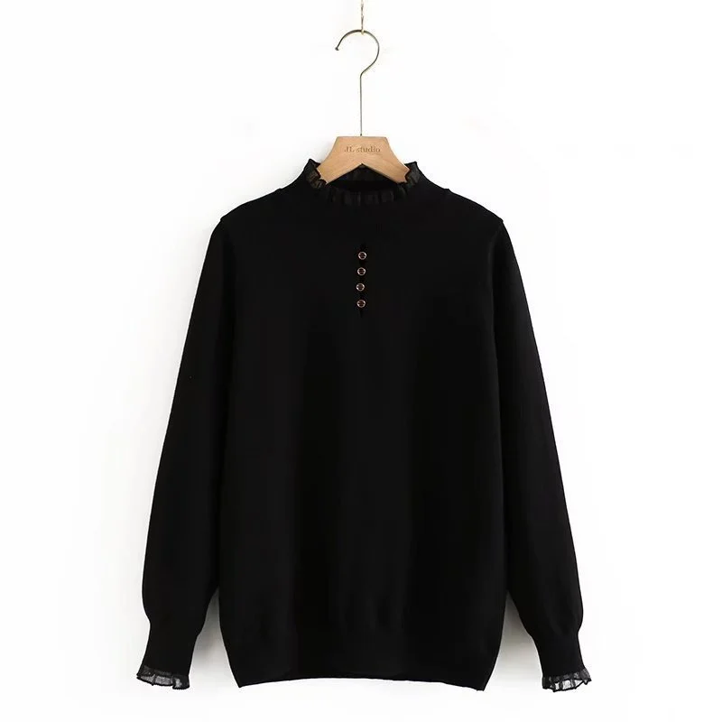 

Plus Size 2XL-4XL Women's Stretchable Slim Sweaters Long Sleeved Solid Color Vintage Outerwear
