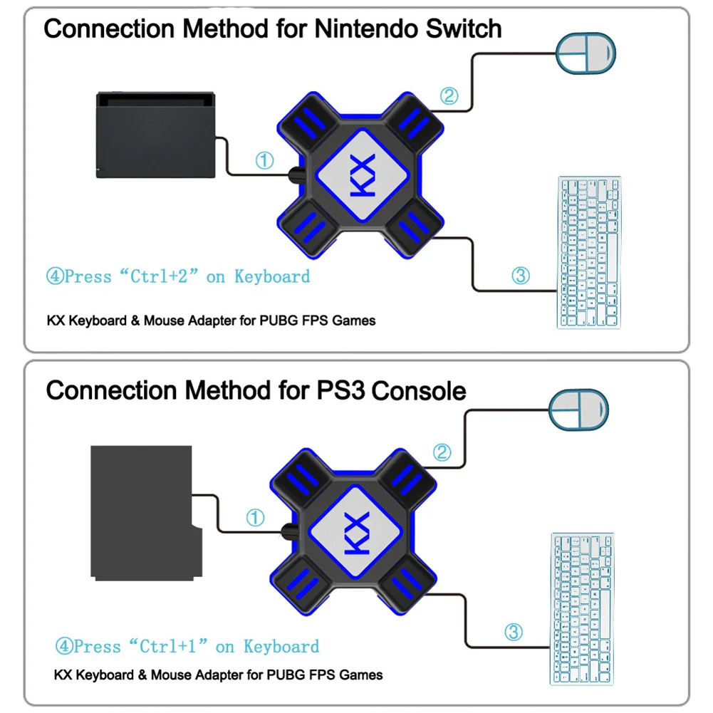 Переходник для игровых контроллеров KX USB переходник мыши клавиатура Switch/Xbox/PS4/PS3 |