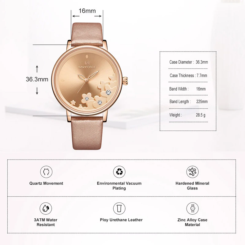 Часы NAVIFORCE женские кварцевые водонепроницаемые|Женские наручные часы| |