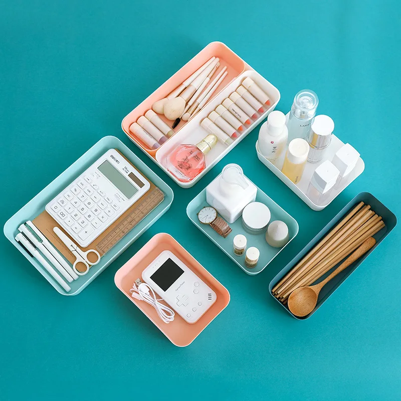 

Household drawer separation storage box Kitchen tableware small box Rectangular plastic storage box Desktop cosmetic storage box